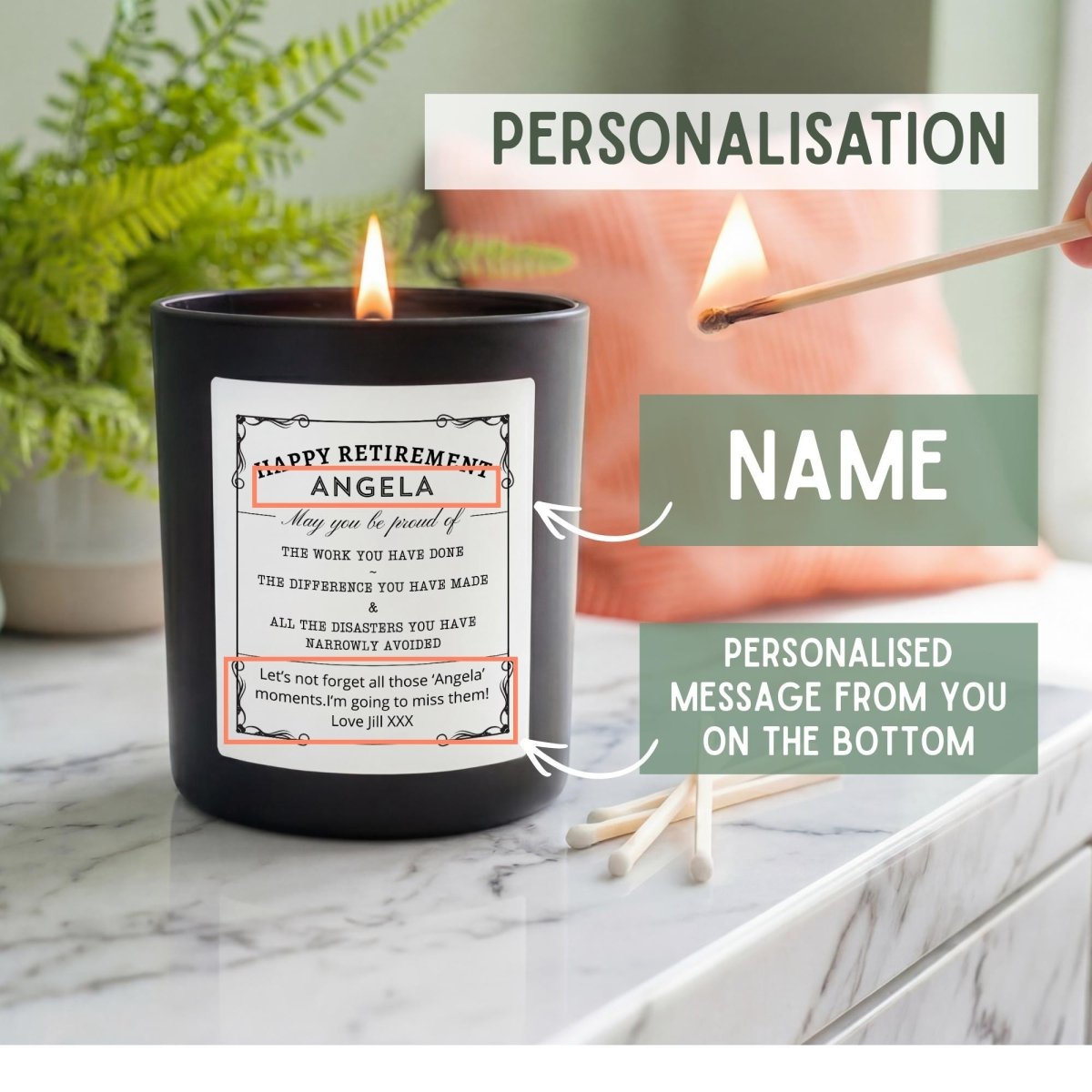 Personalised Happy Retirement Candle Gift - The Word Shack