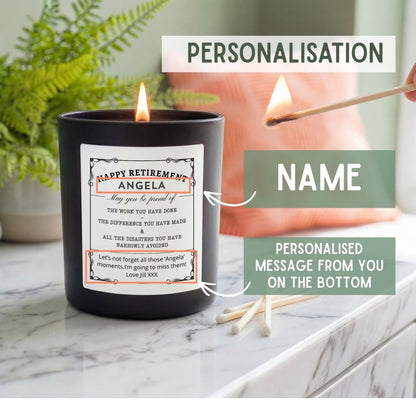 Personalised Happy Retirement Candle Gift - The Word Shack