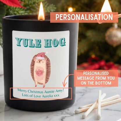 Personalised Hedgehog Christmas Candle, Funny Yule Hog Gift - The Word Shack