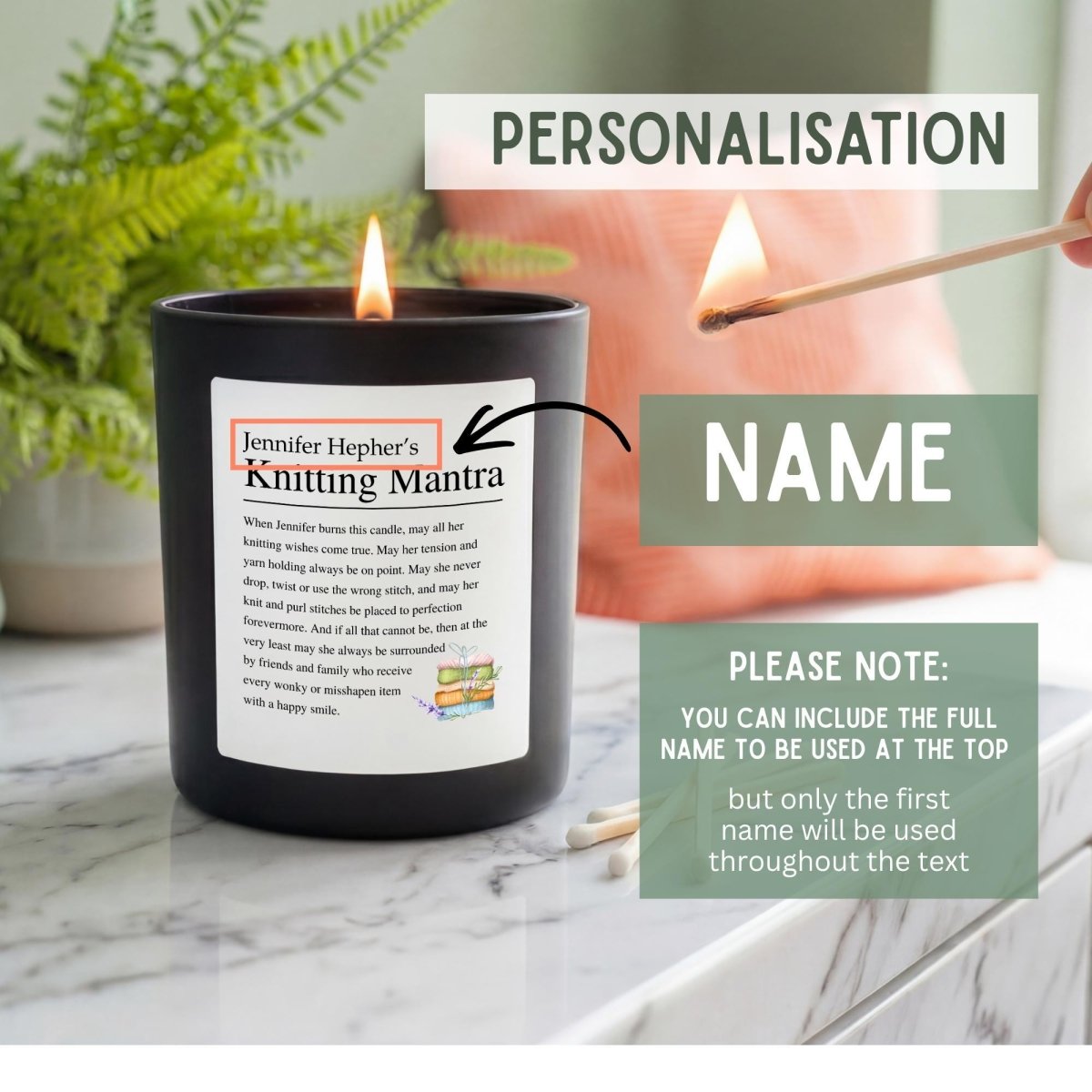 Personalised Knitting Candle Funny Knitter Gift for Her - The Word Shack