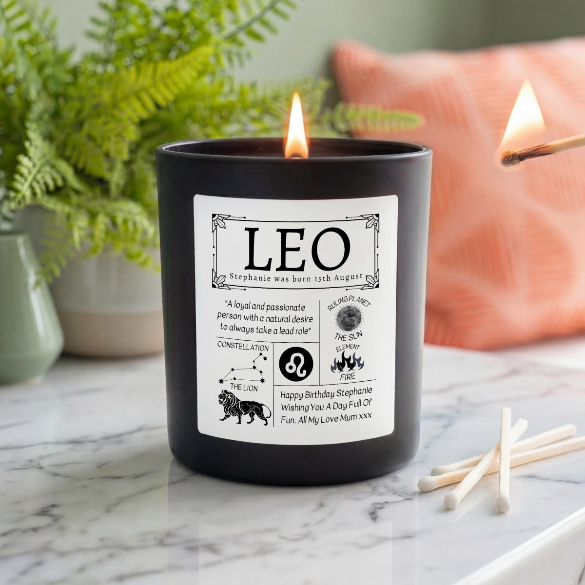 Personalised Leo Star Sign Candle - The Word Shack