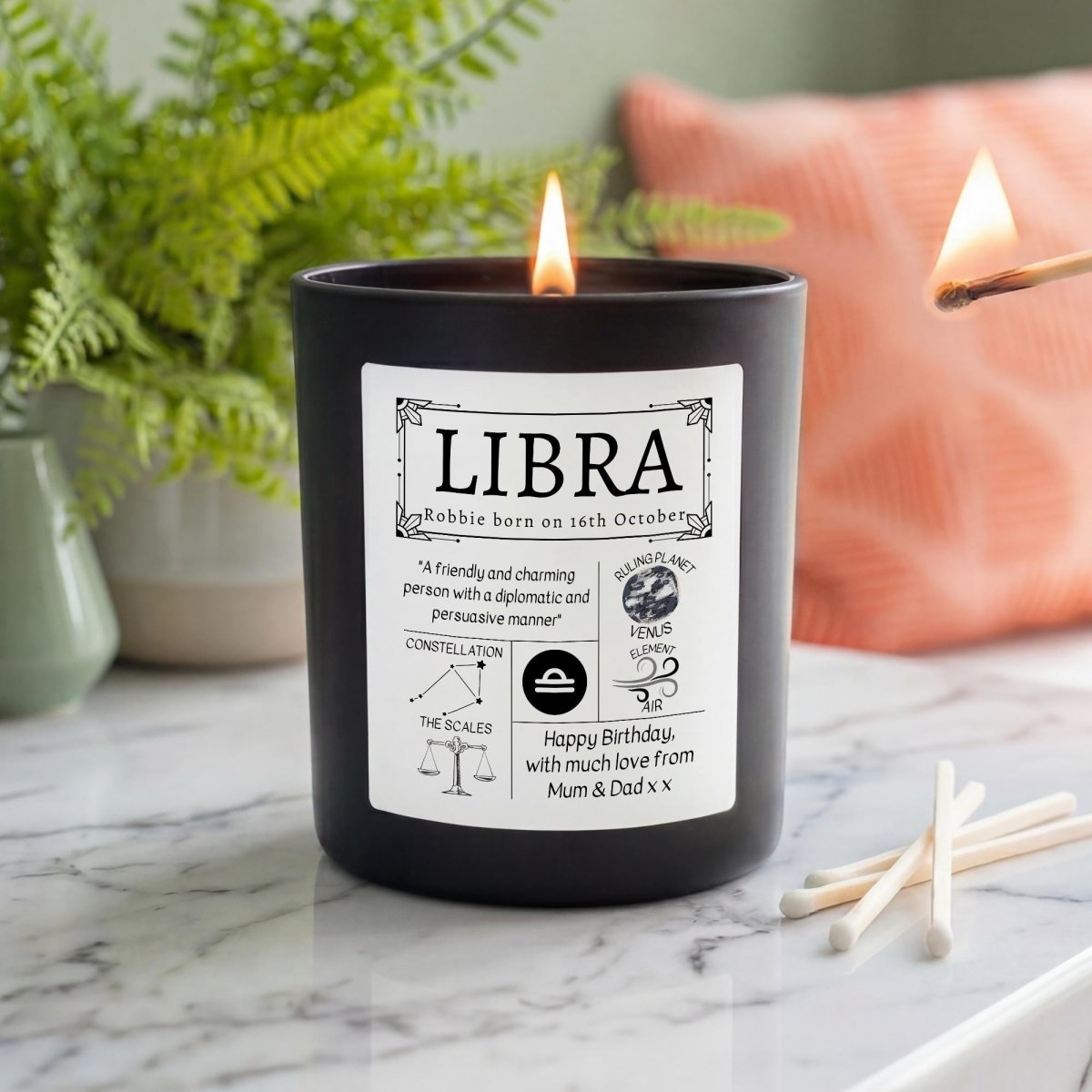 Personalised Libra Star Sign Candle - The Word Shack