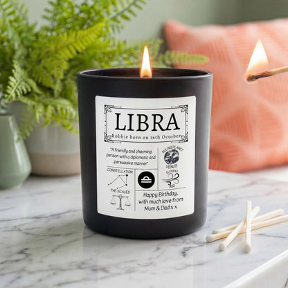Personalised Libra Star Sign Candle - The Word Shack