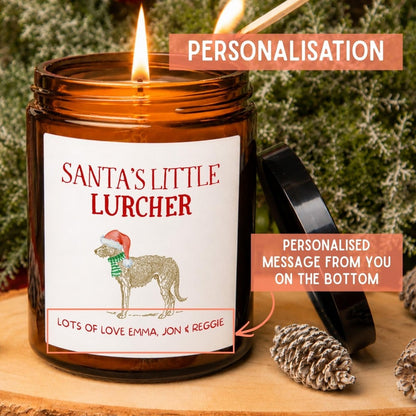 Personalised Lurcher Christmas Apothecary Candle, Dog Lover Gift - The Word Shack