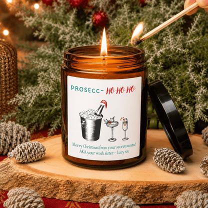 Personalised Prosecco Christmas Apothecary Candle, Funny Secret Santa Gift - The Word Shack