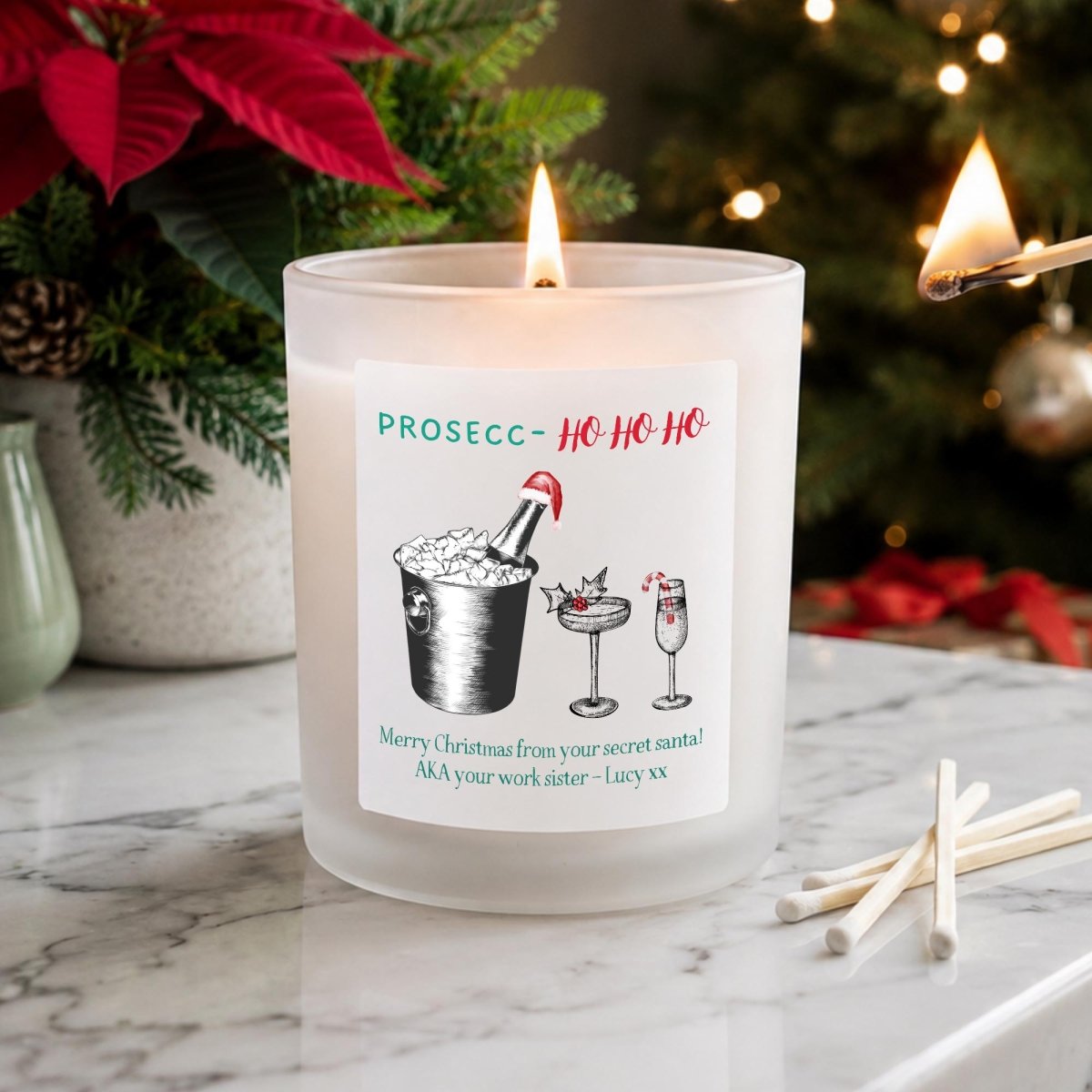 Personalised Prosecco Christmas Candle, Funny Prosecco Lover Gift - The Word Shack