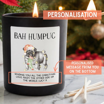 Personalised Pug Christmas Candle, Funny Bah Humpug Gift - The Word Shack