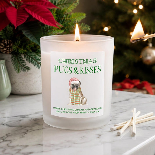 Personalised Pug Christmas Candle, Gift for Dog Lovers - The Word Shack