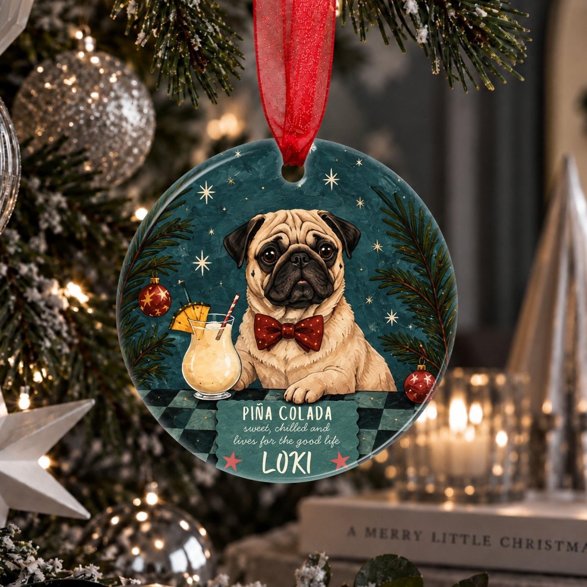 Personalised Pug Christmas Hanging Ornament - The Word Shack