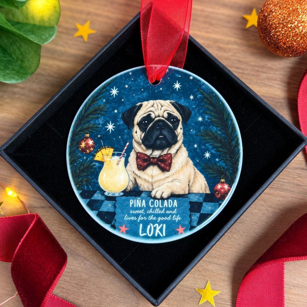Personalised Pug Christmas Hanging Ornament - The Word Shack