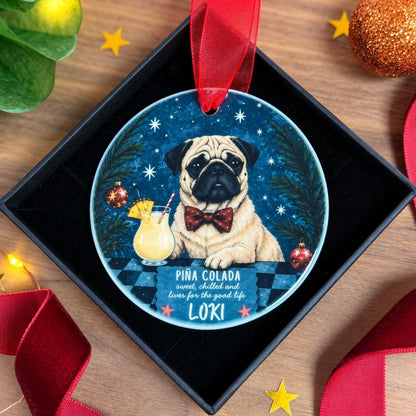 Personalised Pug Christmas Hanging Ornament - The Word Shack