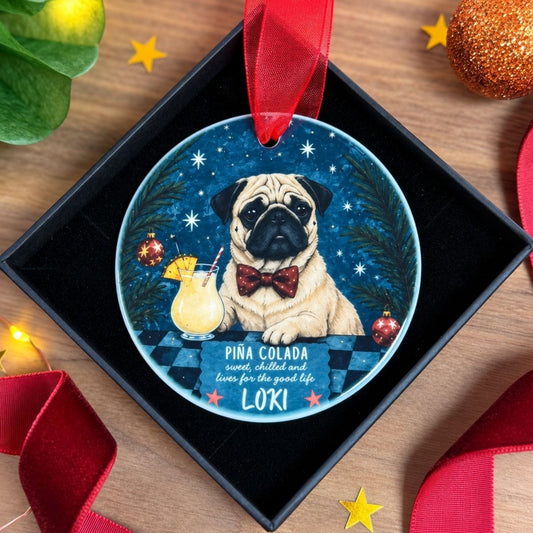 Personalised Pug Christmas Hanging Ornament - The Word Shack
