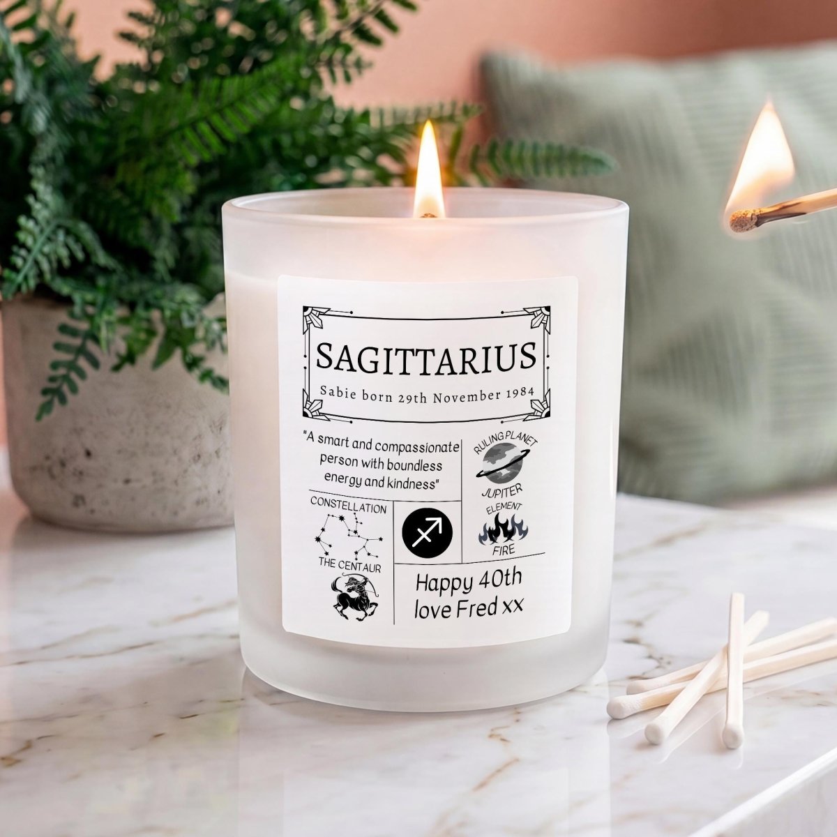 Personalised Sagittarius Star Sign Candle - The Word Shack
