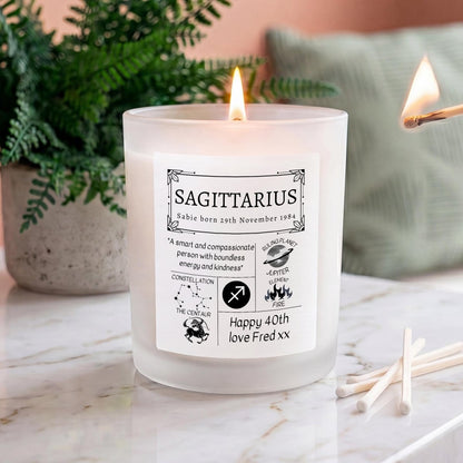 Personalised Sagittarius Star Sign Candle - The Word Shack