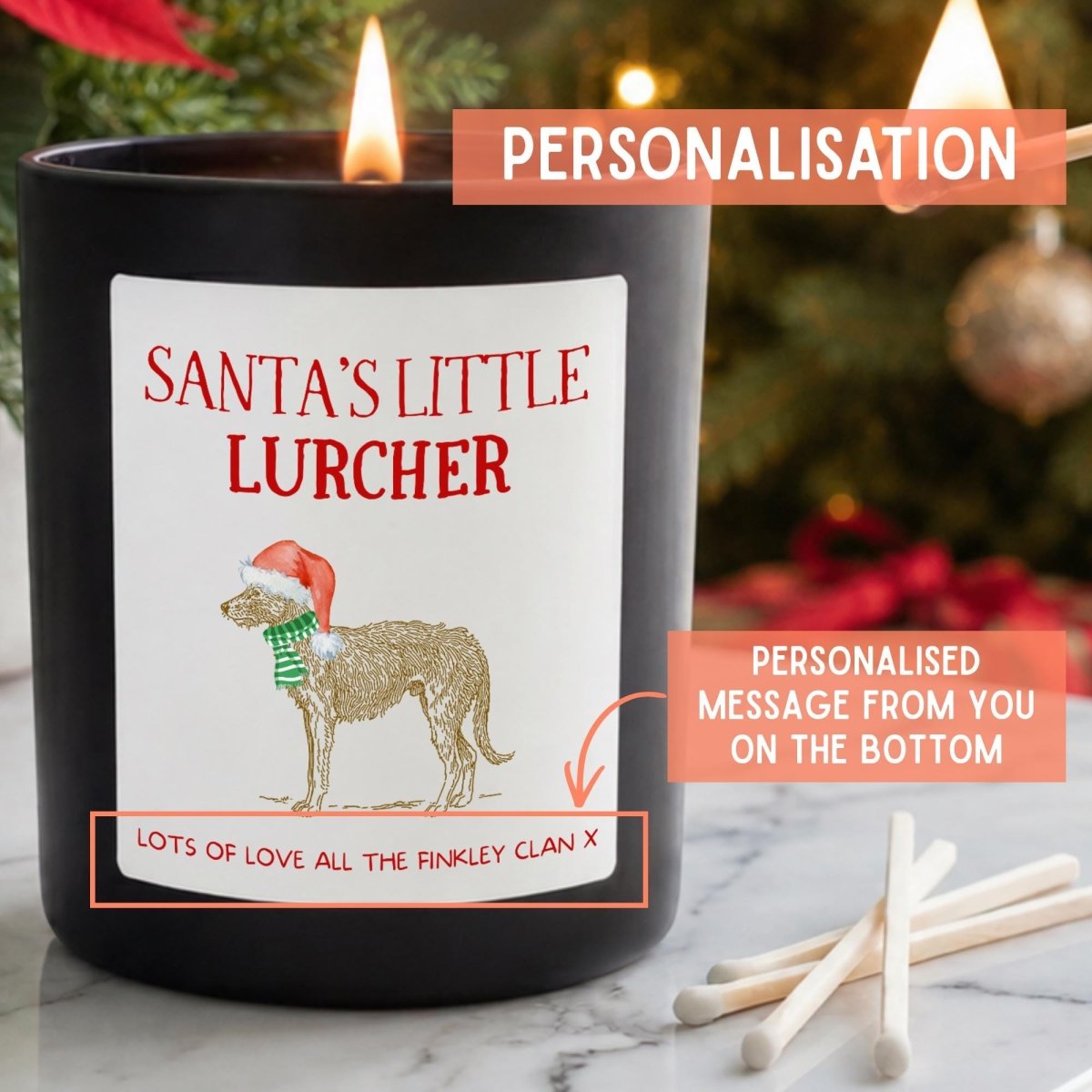 Personalised Santa's Little Lurcher Christmas Candle, Gift for Dog Lovers - The Word Shack