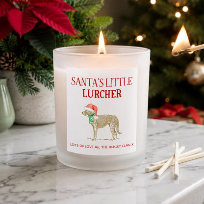Personalised Santa's Little Lurcher Christmas Candle, Gift for Dog Lovers - The Word Shack