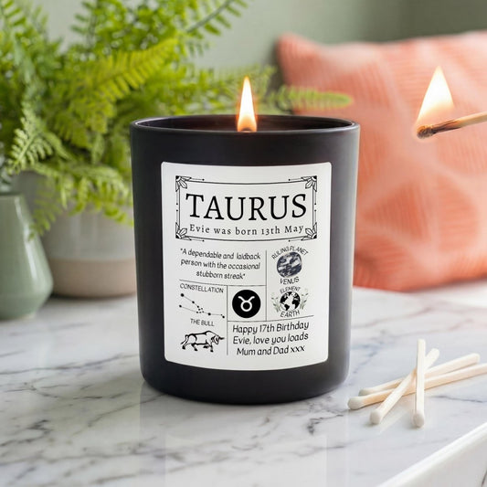 Personalised Taurus Star Sign Candle - The Word Shack