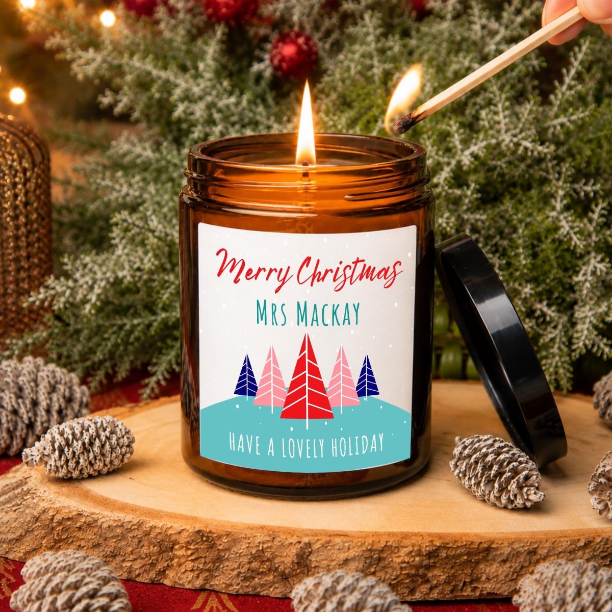 Personalised Teacher Christmas Apothecary Candle, Winter Wonderland Gift - The Word Shack