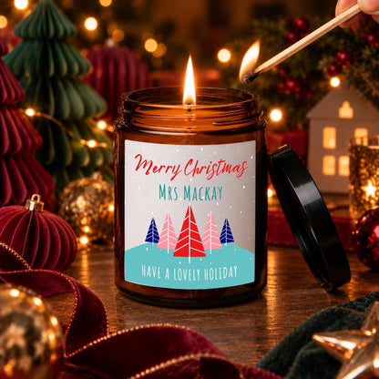Personalised Teacher Christmas Apothecary Candle, Winter Wonderland Gift - The Word Shack