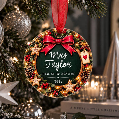 Personalised Teacher Christmas Bauble, Thank You Gift - The Word Shack