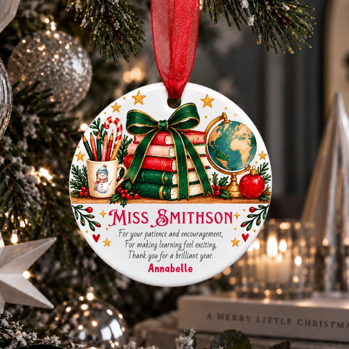 Personalised Teacher Christmas Bauble, Thank You Gift from Pupil - The Word Shack