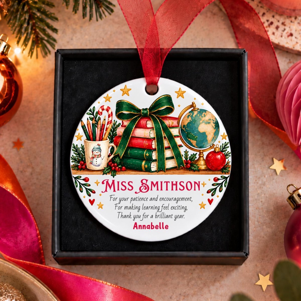 Personalised Teacher Christmas Bauble, Thank You Gift from Pupil - The Word Shack