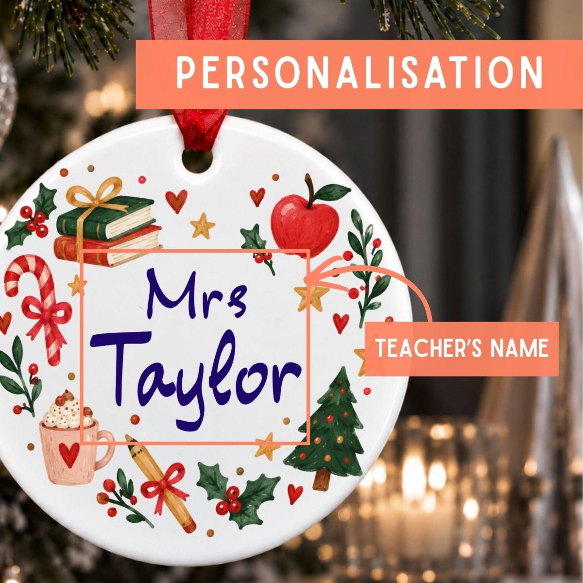 Personalised Teacher Christmas Bauble, Thank You Teacher Gift - The Word Shack