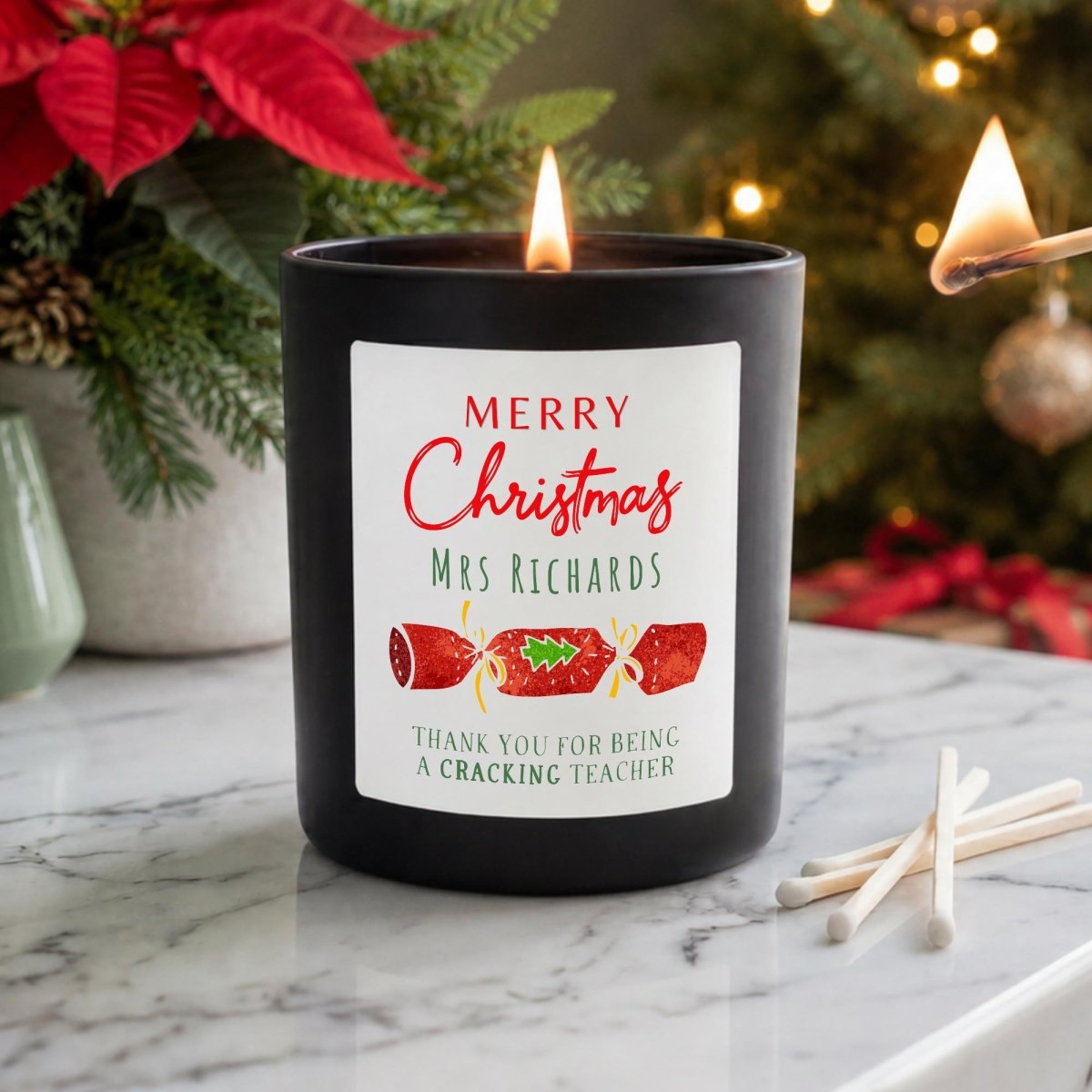 Personalised Teacher Christmas Candle, Cracking Teacher Gift - The Word Shack