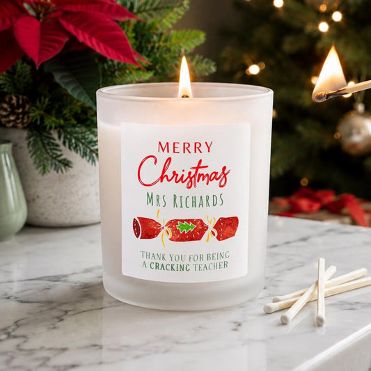 Personalised Teacher Christmas Candle, Cracking Teacher Gift - The Word Shack