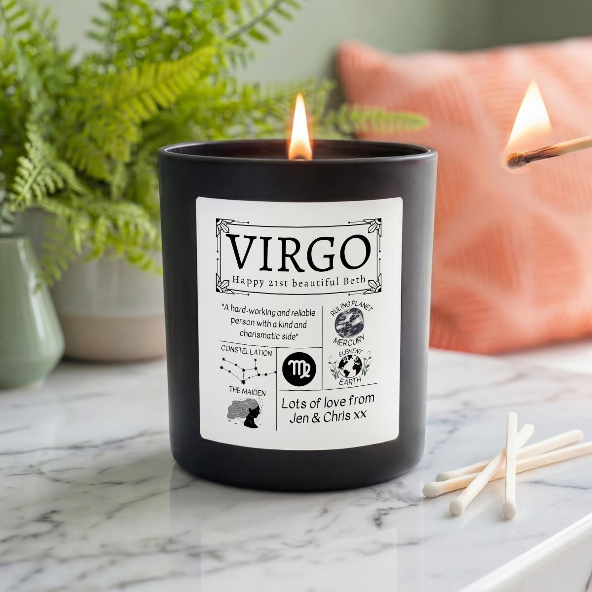 Personalised Virgo Star Sign Candle - The Word Shack