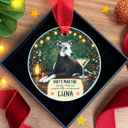Personalised Whippet Christmas Ornament, Whippet Gift, Personalised Dog Christmas Bauble, Dog Lover Christmas Gift - The Word Shack
