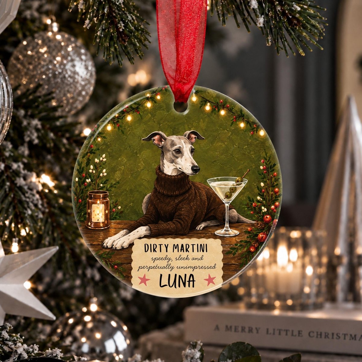 Personalised Whippet Christmas Ornament, Whippet Gift, Personalised Dog Christmas Bauble, Dog Lover Christmas Gift - The Word Shack