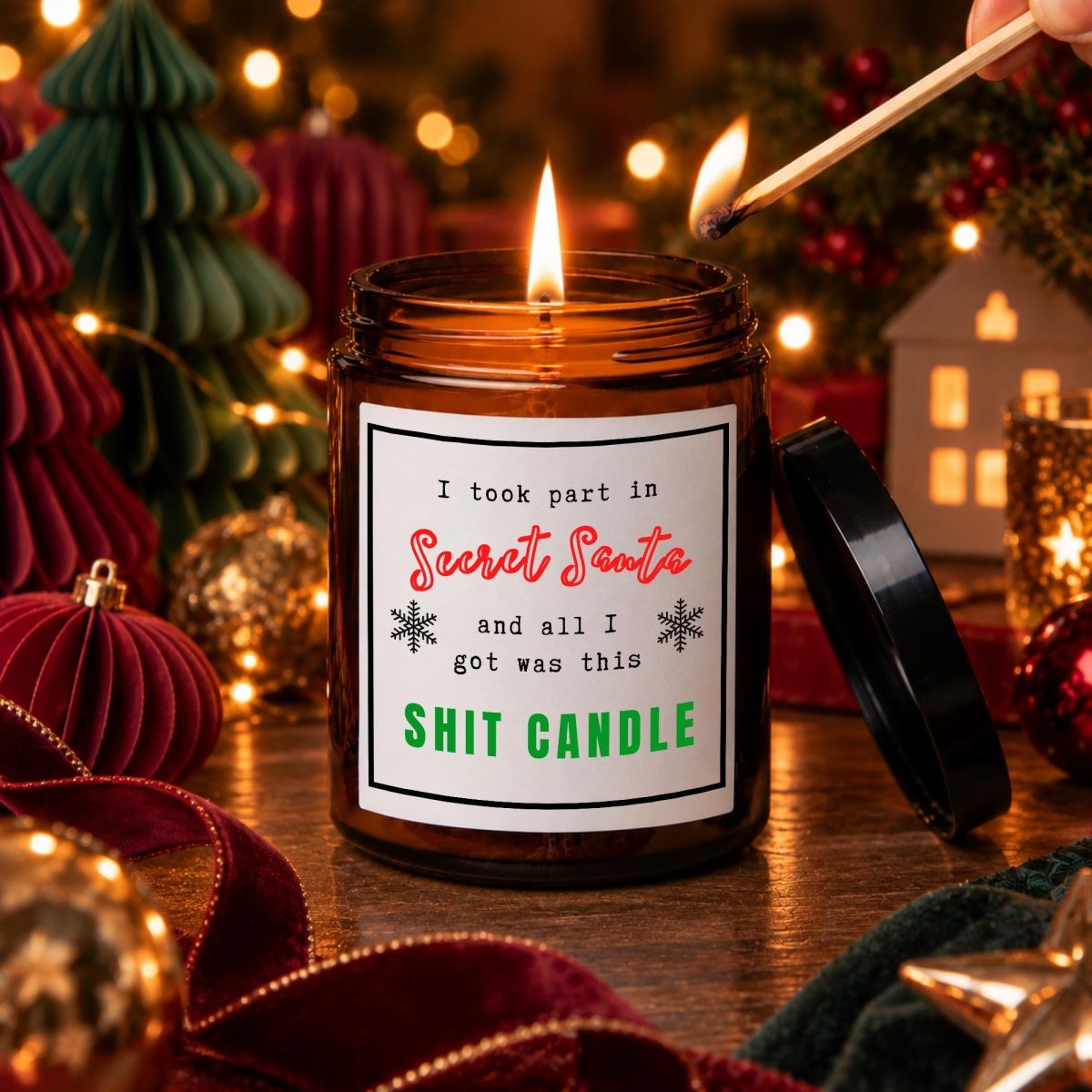 Rude Funny Secret Santa Candle Gift "All I got was this shit Candle" - The Word Shack